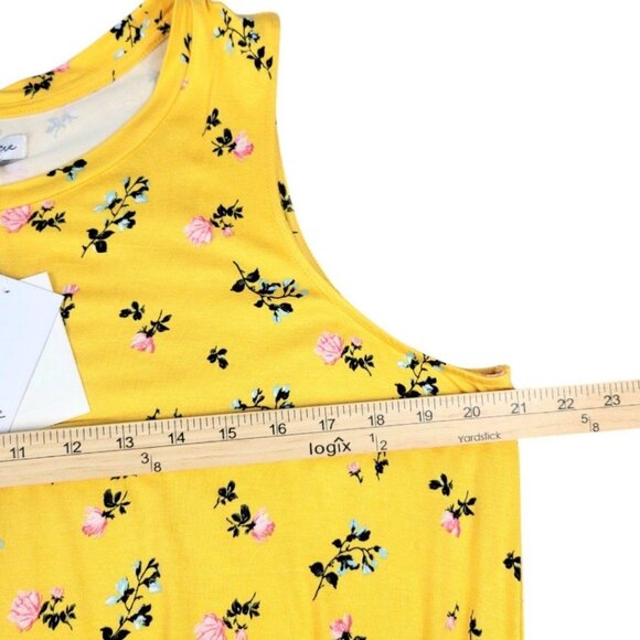 NWT Womens XXL Love Fire Yellow Floral Scoop Neck Scrunch Knot Sleeveless Top - Picture 10 of 12